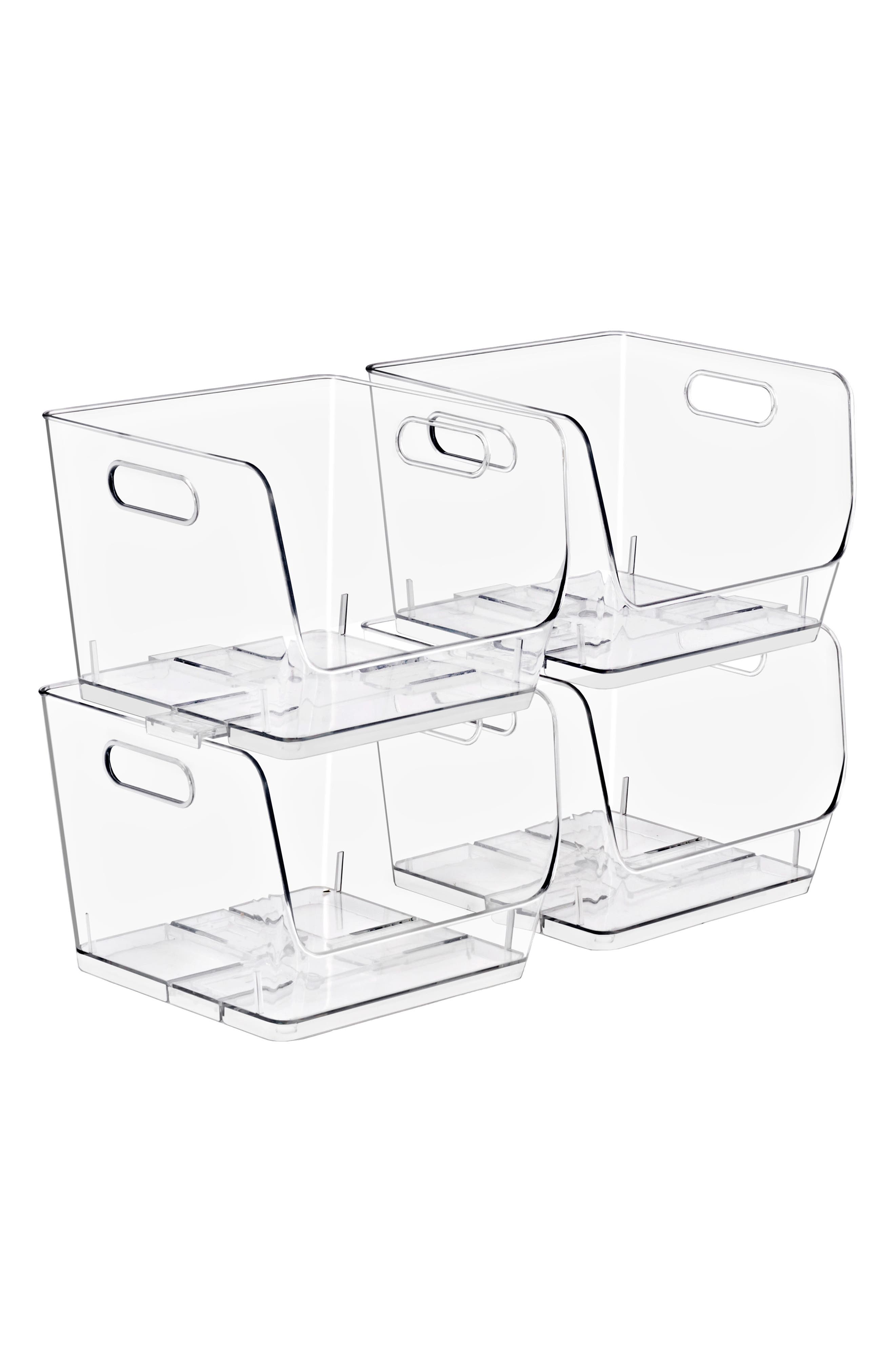 Set of 4 Medium Square Stackable Storage Bins
