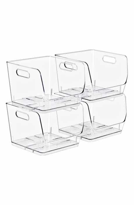 Set of 4 Medium Square Stackable Storage Bins