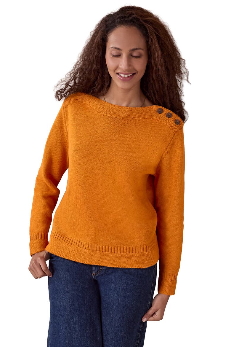 Button Detail Gansey Sweater, Main, color, Golden Yellow