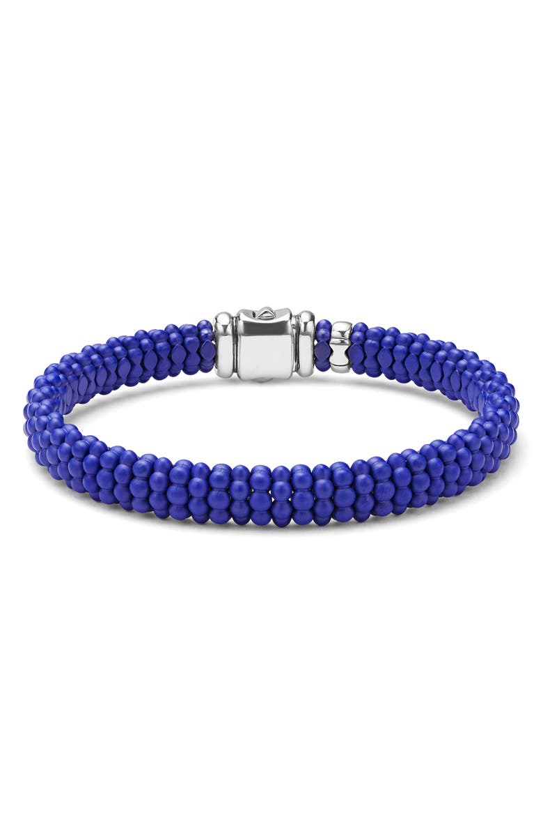 LAGOS Men's Anthem Ceramic Caviar Beaded Bracelet, Main, color, Silver Blue