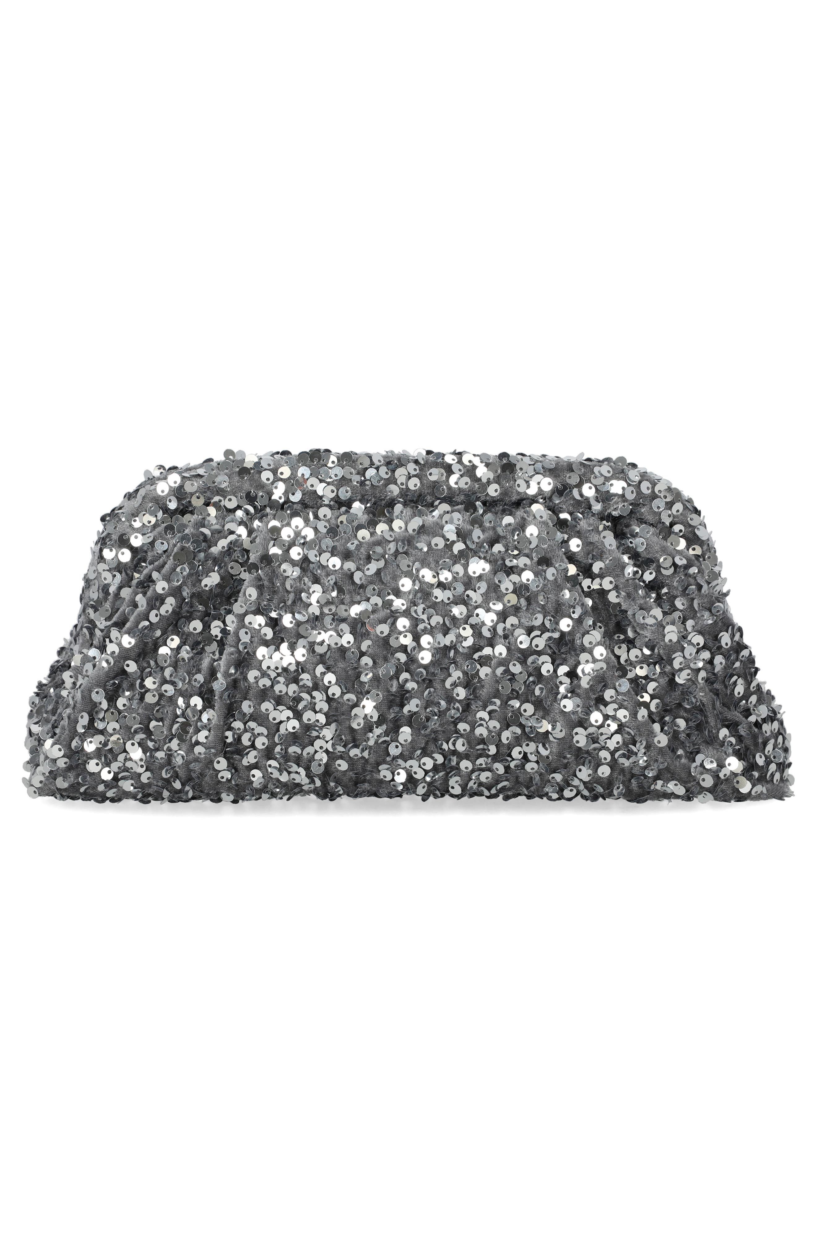 Janie Sequins Clutch, Alternate, color, SILVER