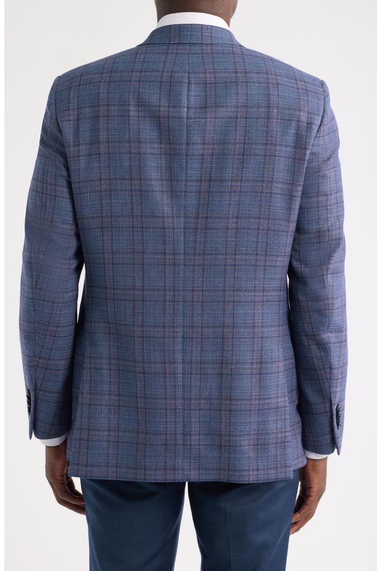 Flynn Classic Fit Medium Blue Plaid Slub Wool Sport Coat, Alternate, color, MEDIUM BLUE