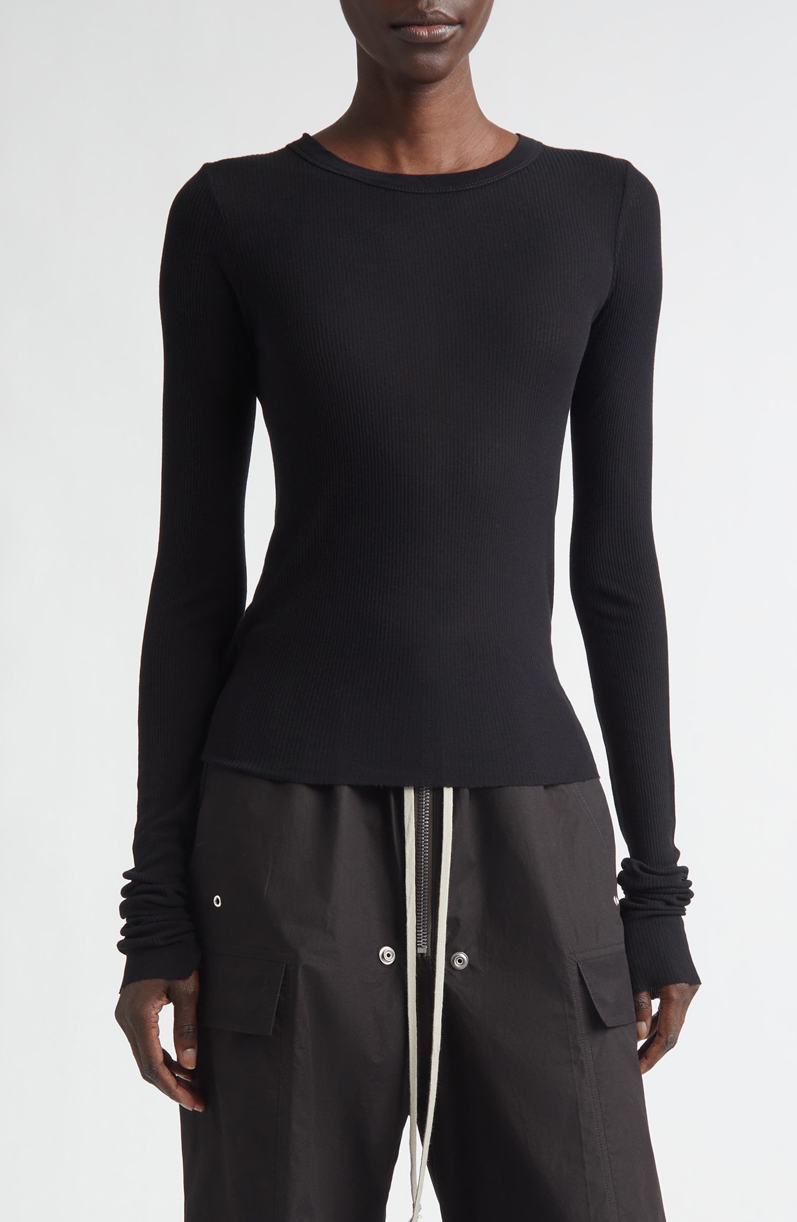 Crop Rib Long Sleeve T-Shirt