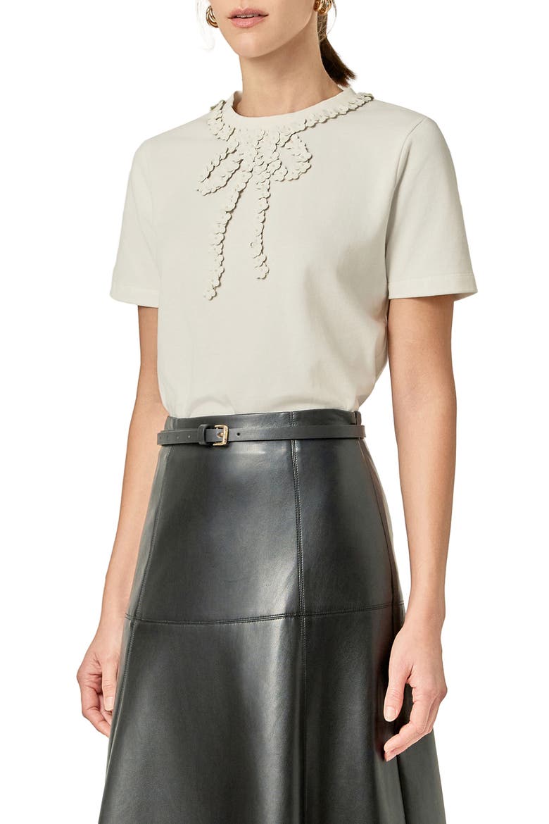 Embellished Floral Bow Top, Alternate, color, WHITE