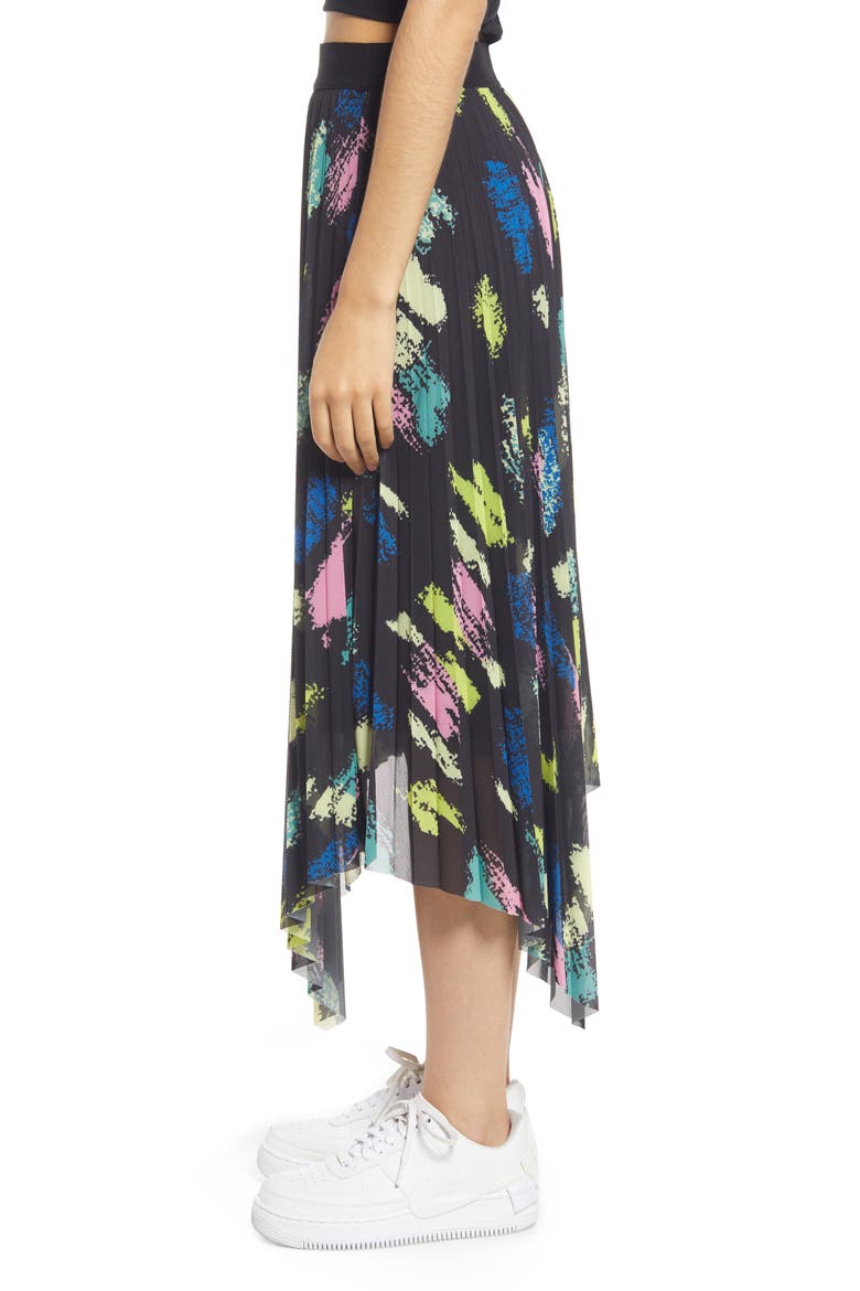 Cristina Martinez Print Skirt, Alternate, color, BLACK MULTI PAINT SMUDGE