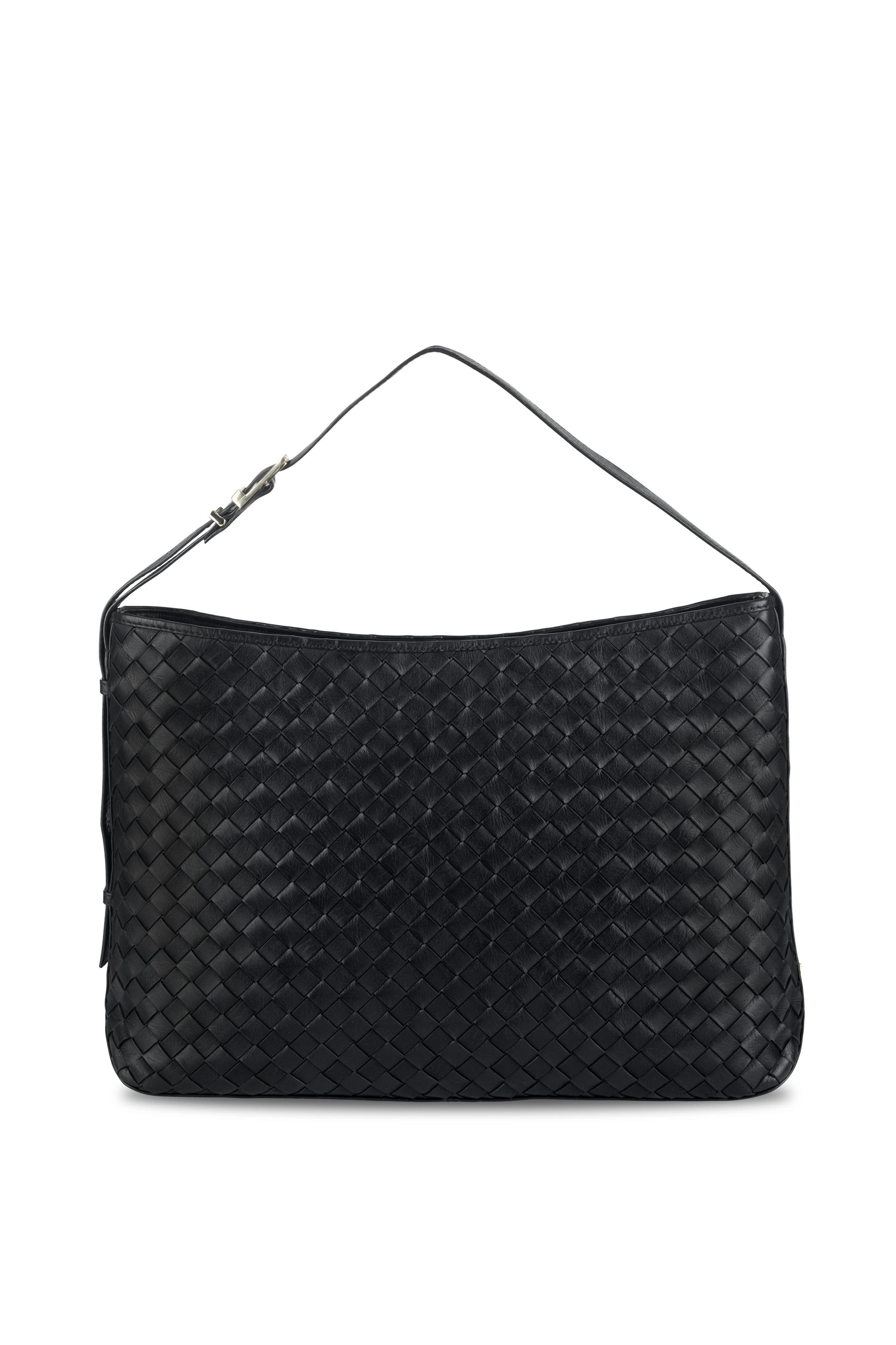 The Holly Woven Leather Bag, Main, color, Black