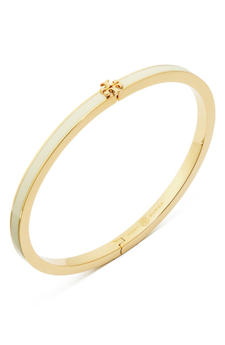 Tory Burch Thin Icon Enamel Bracelet, Alternate, color, Tory Gold / New Ivory