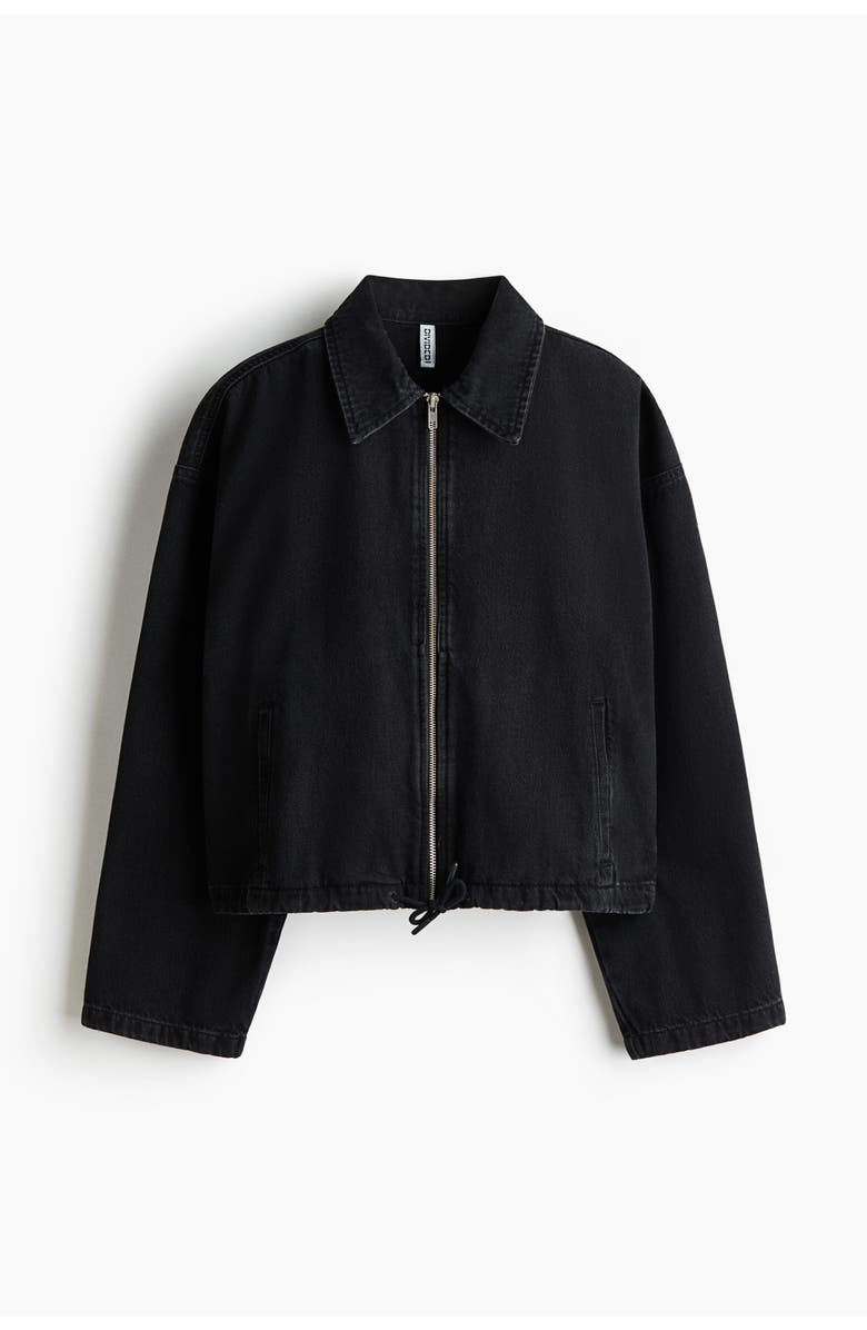 H&M Denim jacket with collar, Alternate, color, Washed Black