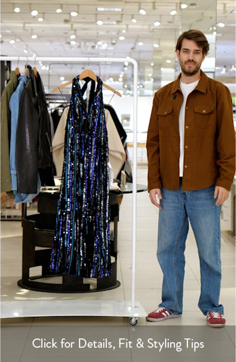 Sarai Sequin Halter Cocktail Dress, sales video thumbnail