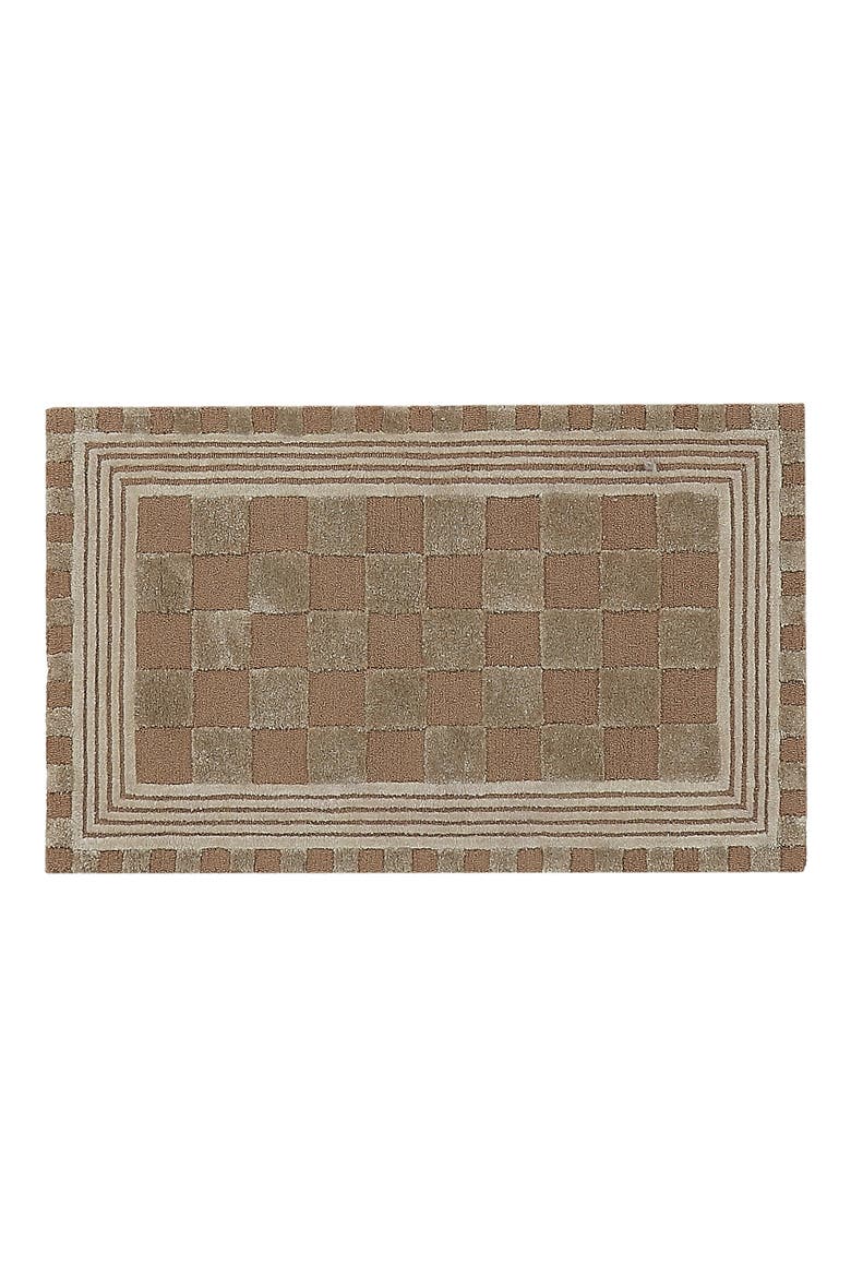Mocha Tonal Check Rug, Main, color, MOCHA