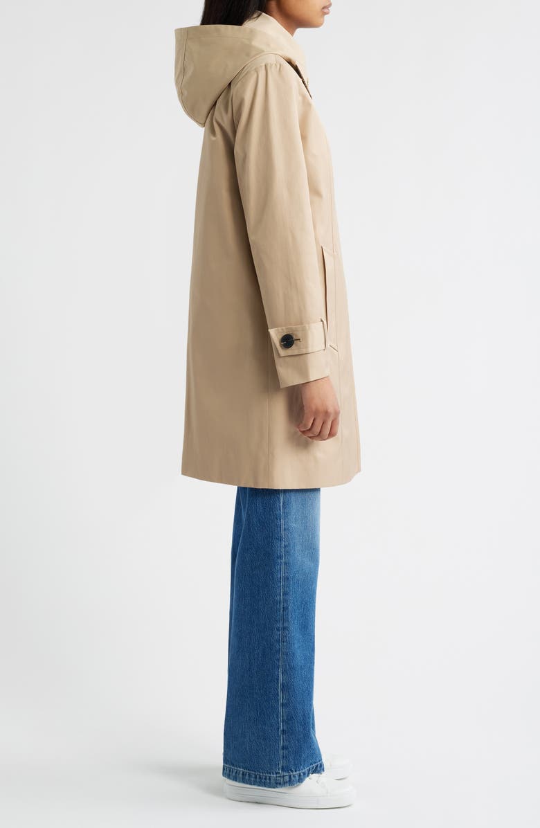 London Fog Oversize Single Breasted Hooded Raincoat, Alternate, color, Stone