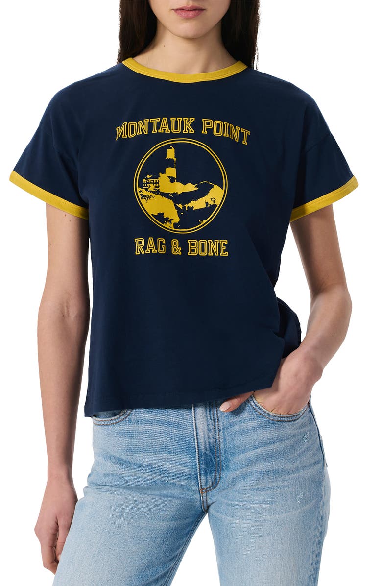 rag & bone Montauk Boxy Ringer T-Shirt, Main, color, Navy