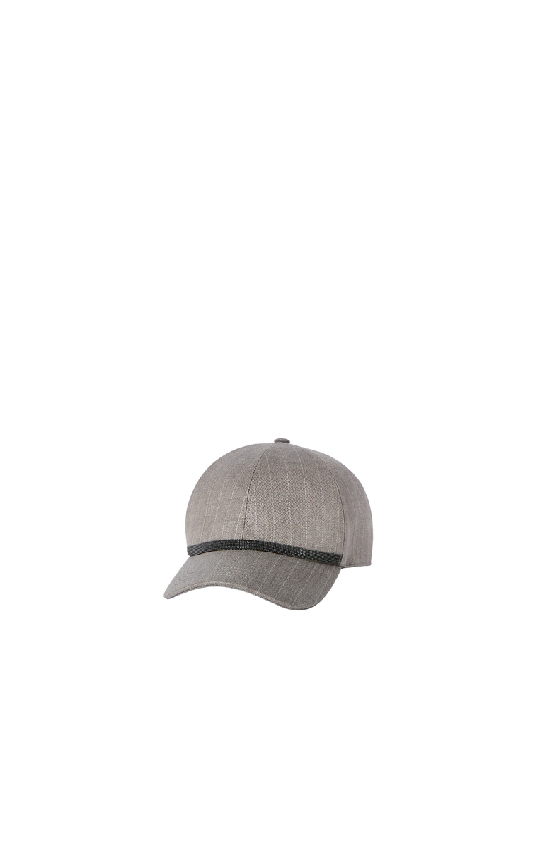 Brunello Cucinelli Sparkling pinstripe baseball cap, Main, color, Silver