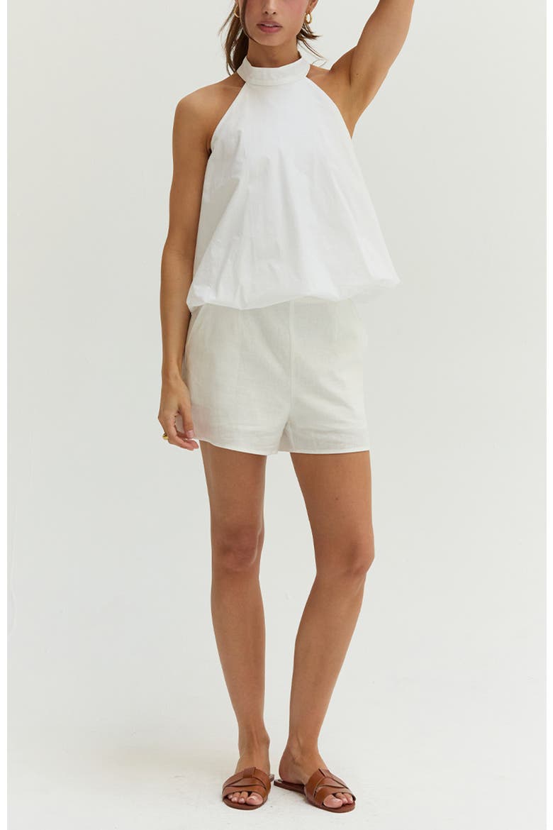 Bubble Hem Poplin Halter Top, Alternate, color, White