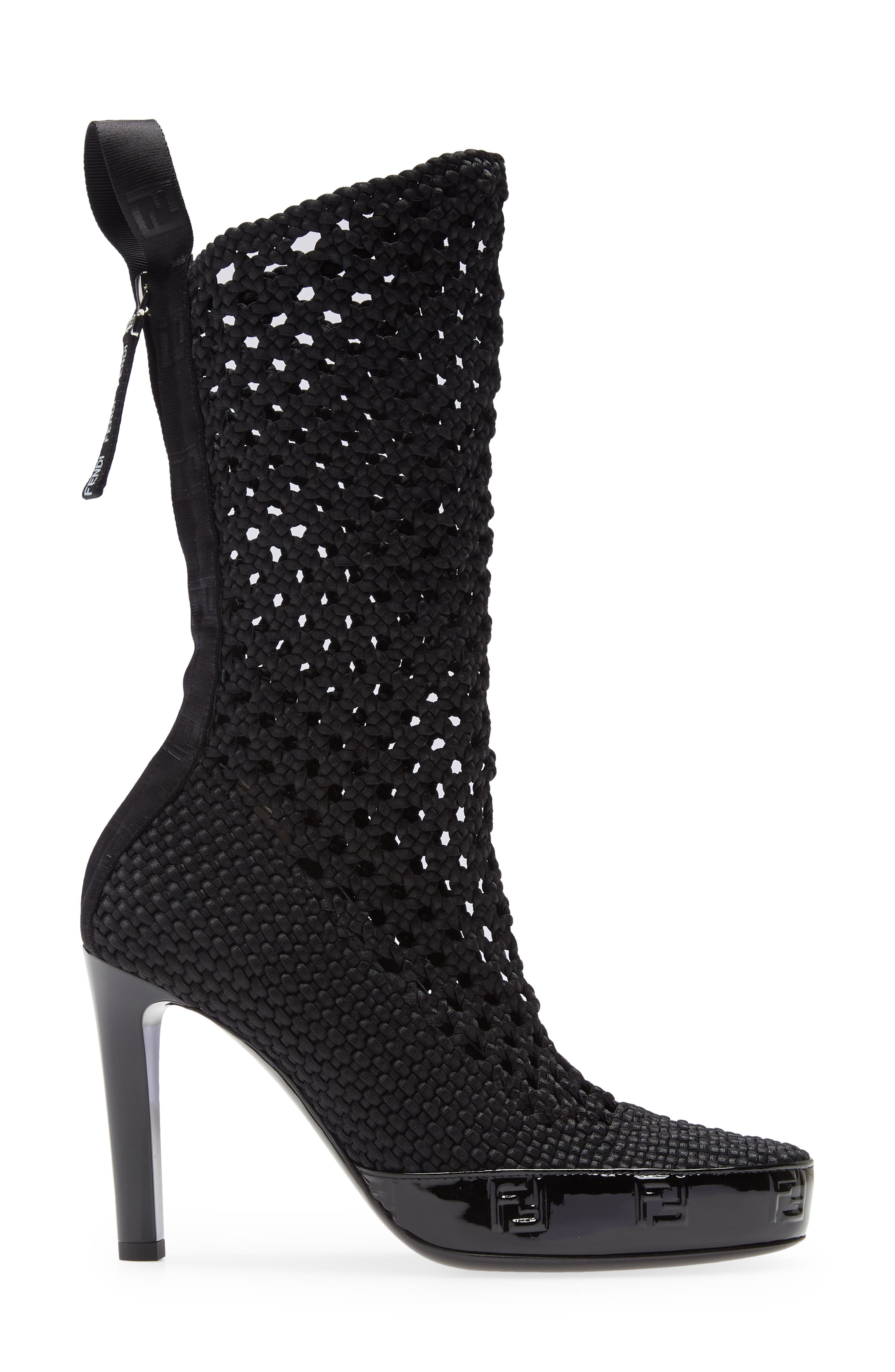 Fendi FF Woven Boot, Alternate, color, 