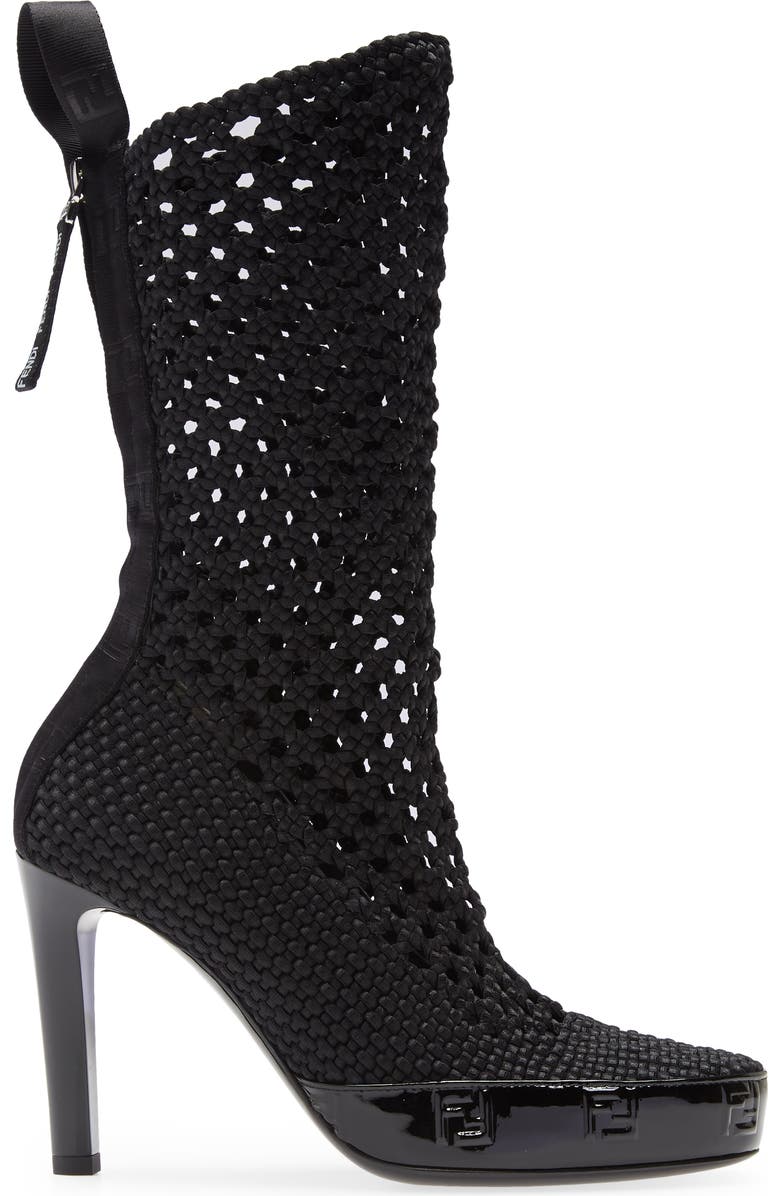 Fendi FF Woven Boot, Alternate, color,