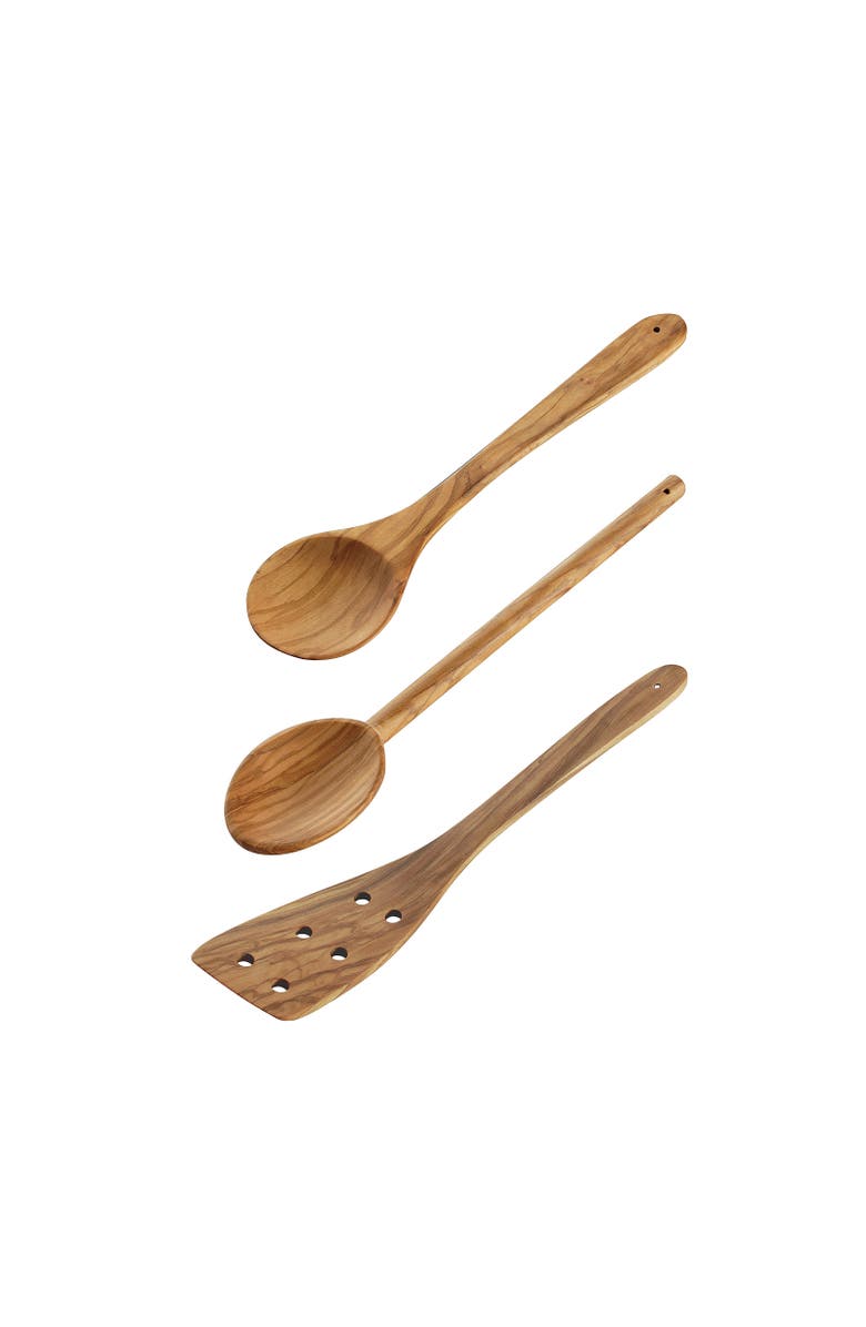 CILIO Toscana Olivewood 3 Piece Cooking Utensil Set, Main, color, Brown