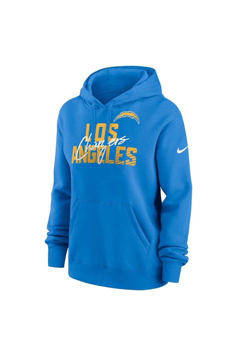 Women's Nike Powder Blue Los Angeles Chargers Wordmark Club Fleece Pullover Hoodie, Alternate, color, Powder Blue