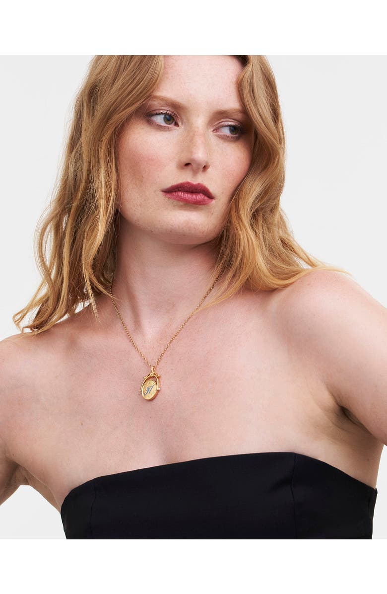 Fable England H Initial Hydrangea Gold Spinner Chain Necklace, Alternate, color, Gold