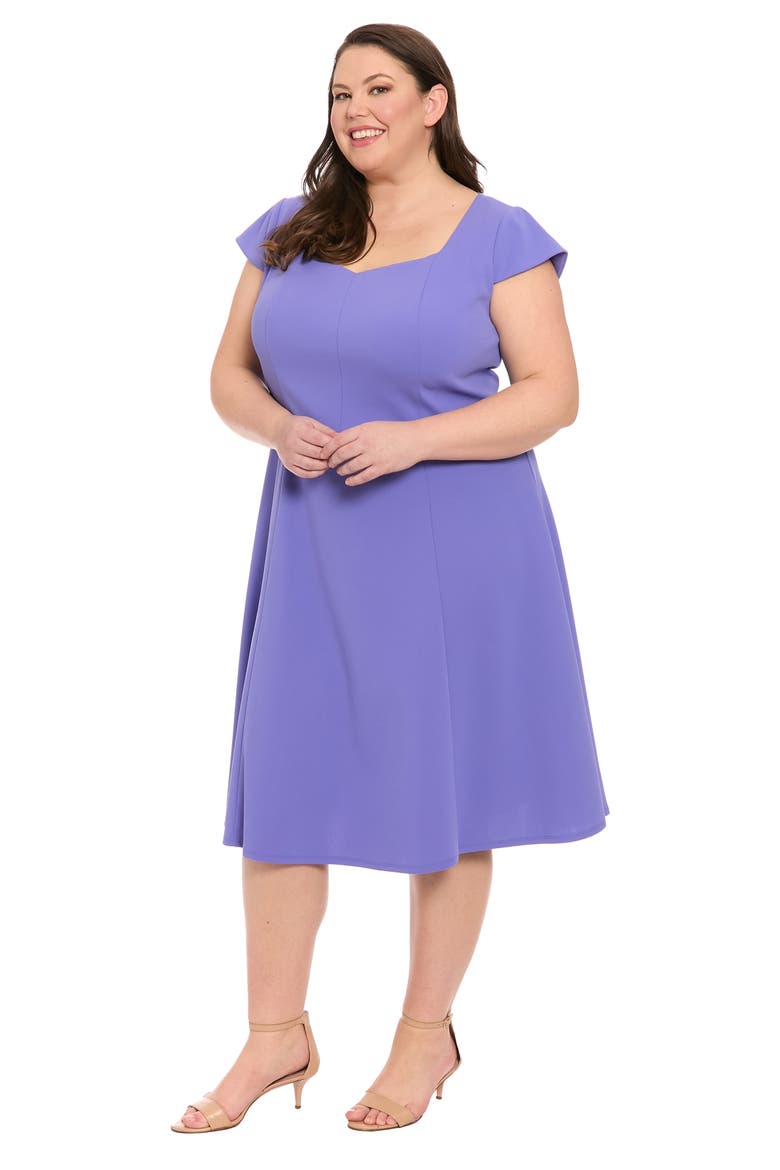 Fit & Flare Sweetheart Midi Dress, Alternate, color, VERY PERI