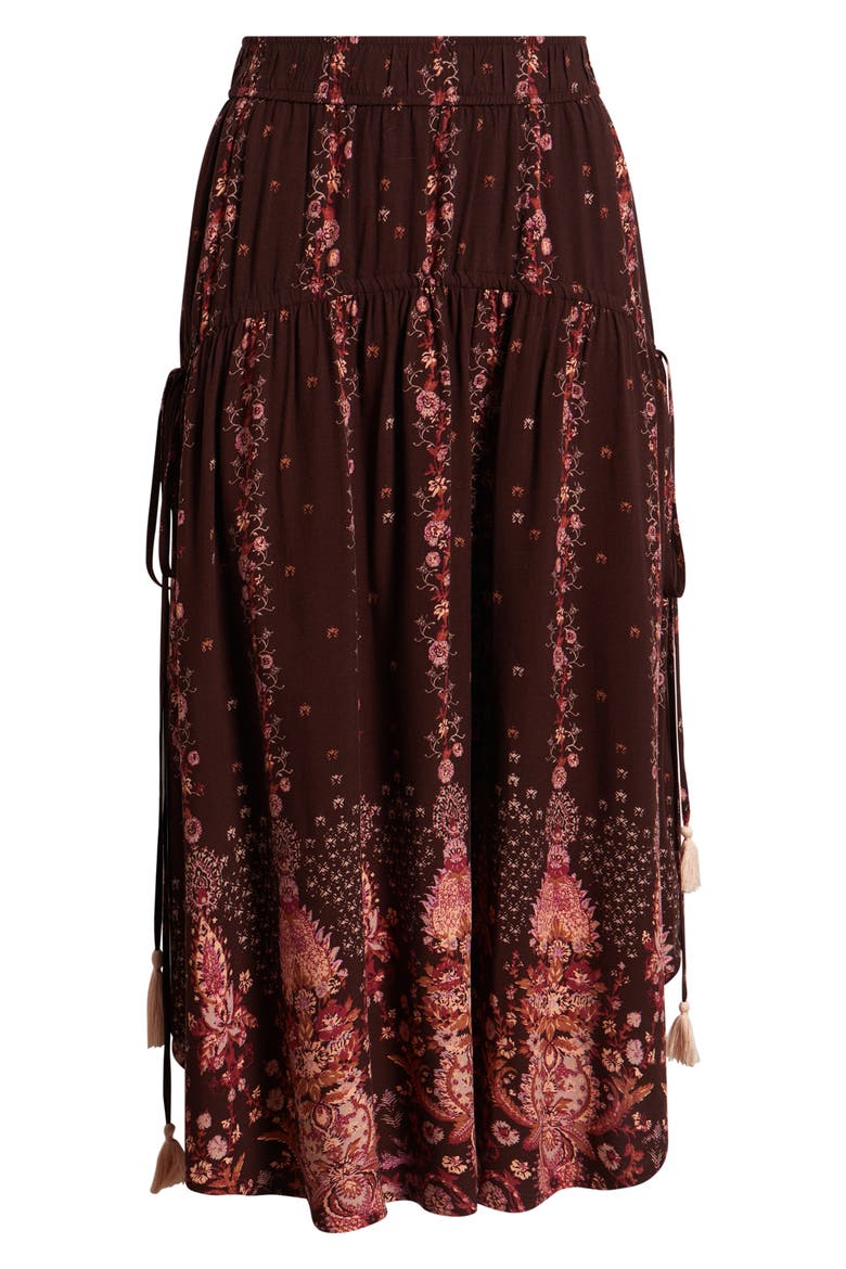 Scarf Print Drop Waist Midi Skirt, Alternate, color, BURGUNDY BLOSSOM BORDER
