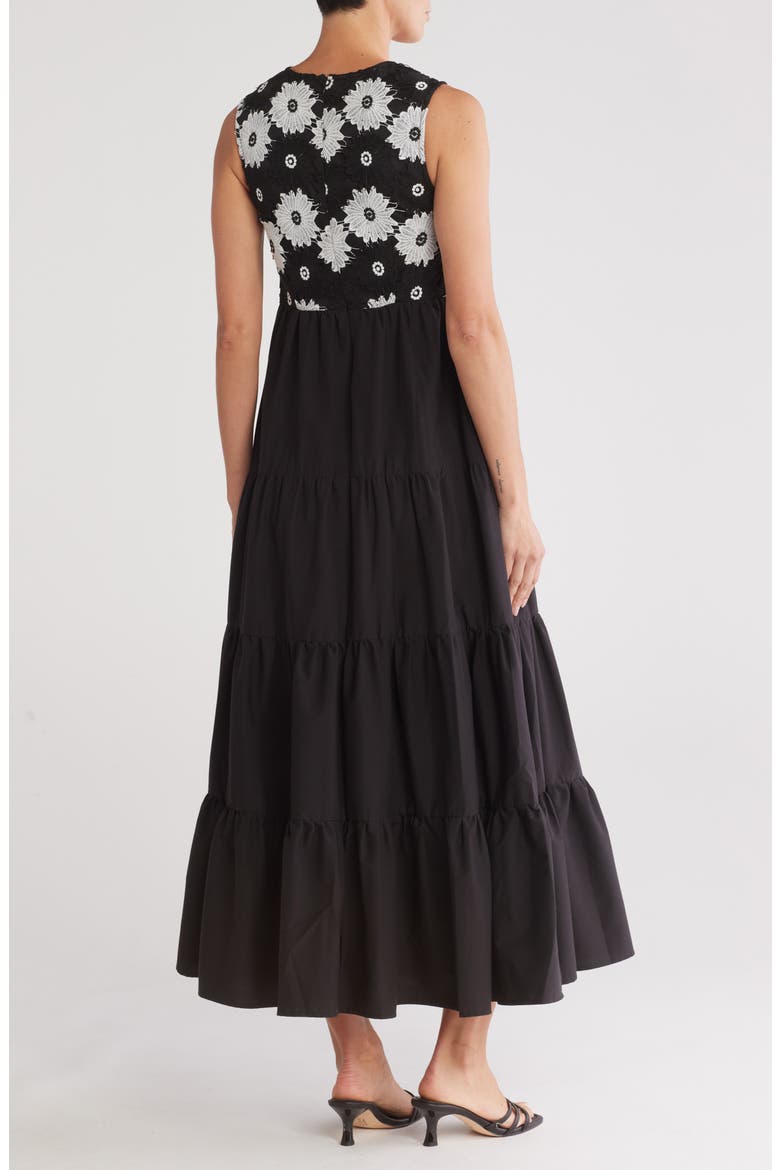 Chloe Floral Sleeveless Tiered Maxi Dress, Alternate, color, ANTIQUE WHITE/BLACK