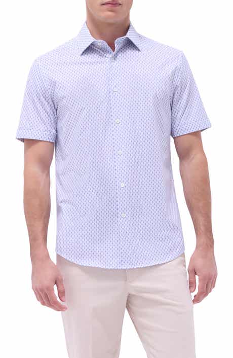Bugatchi Miles OoohCotton® Geo Print Short Sleeve Button-Up Shirt