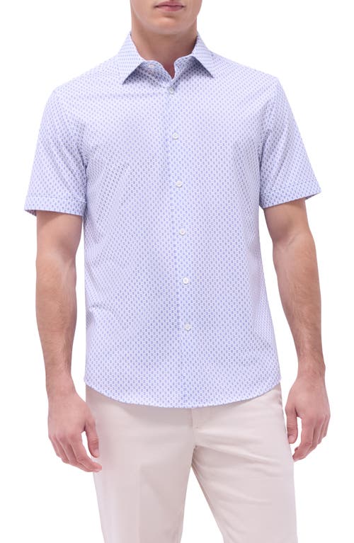 Bugatchi Miles Ooohcotton® Geo Print Short Sleeve Button-up Shirt In Lilac