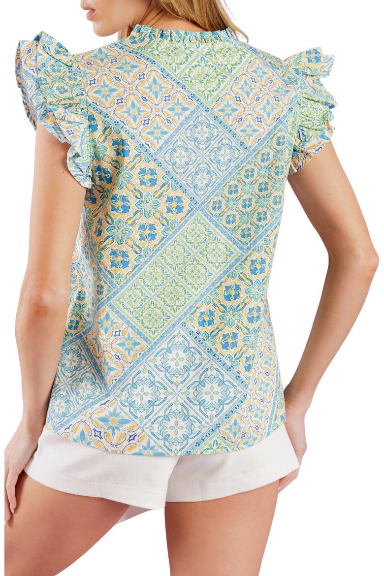 Flutter Sleeve Woven Top, Alternate, color, IVORY BLUE