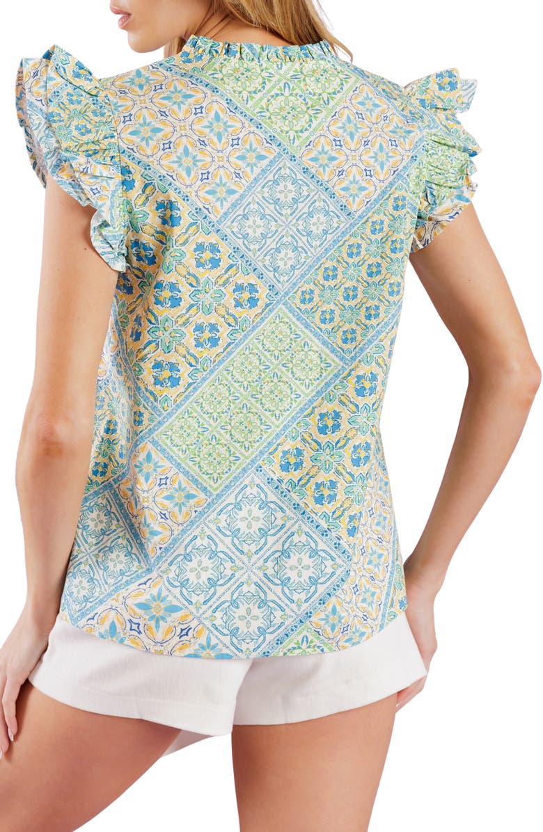 FLYING TOMATO Flutter Sleeve Woven Top, Alternate, color, Ivory Blue
