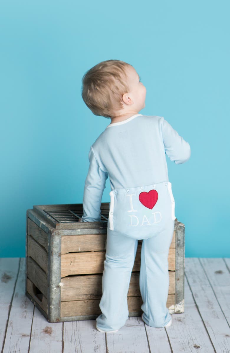 KicKee Pants I Heart Dad Zip Romper, Alternate, color, Pond I Love Dad