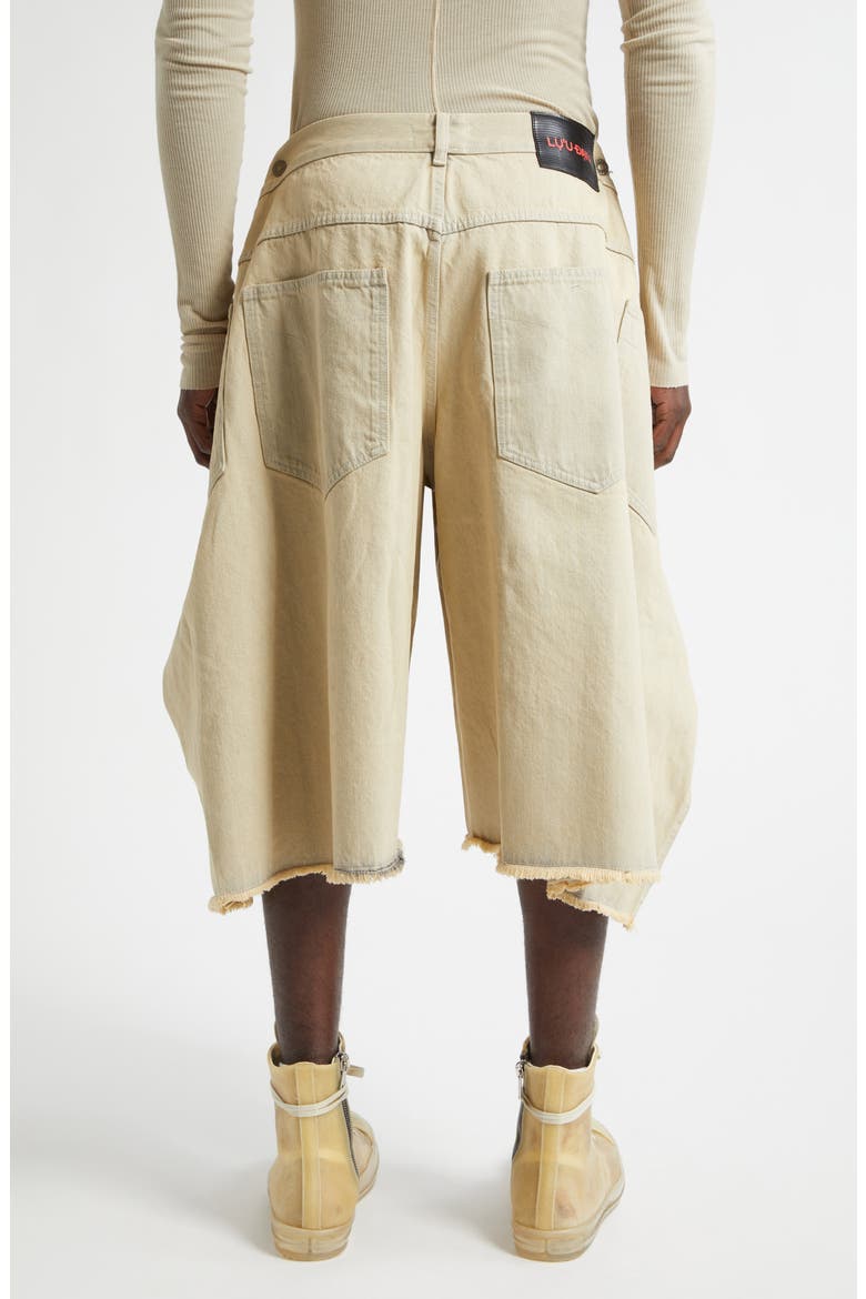 Maxi Frayed Denim Wide Leg Shorts, Alternate, color, WHITEWASHED