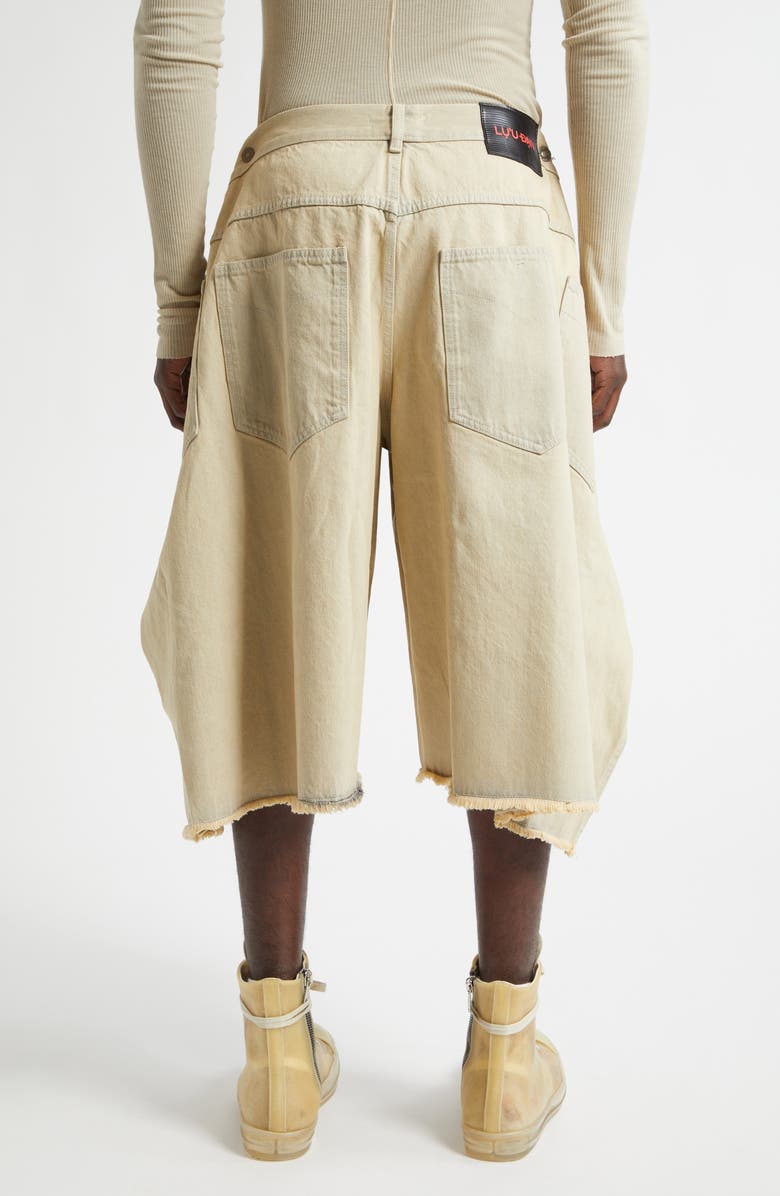 LU'U DAN Maxi Frayed Denim Wide Leg Shorts, Alternate, color, Whitewashed