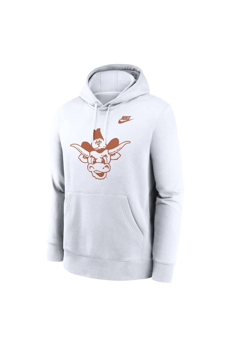 Men's Nike White Texas Longhorns Legacy Logo Club Fleece Pullover Hoodie, Alternate, color, White