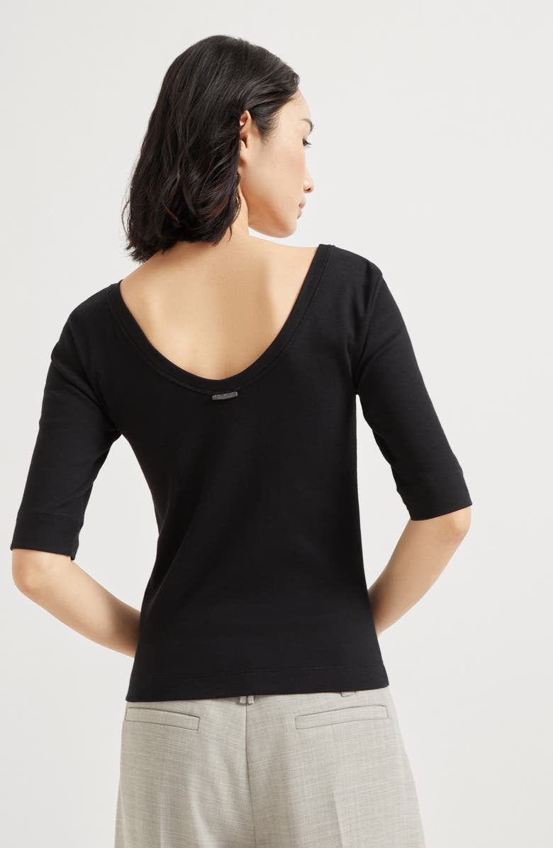 Brunello Cucinelli Ribbed jersey T-shirt, Alternate, color, Black
