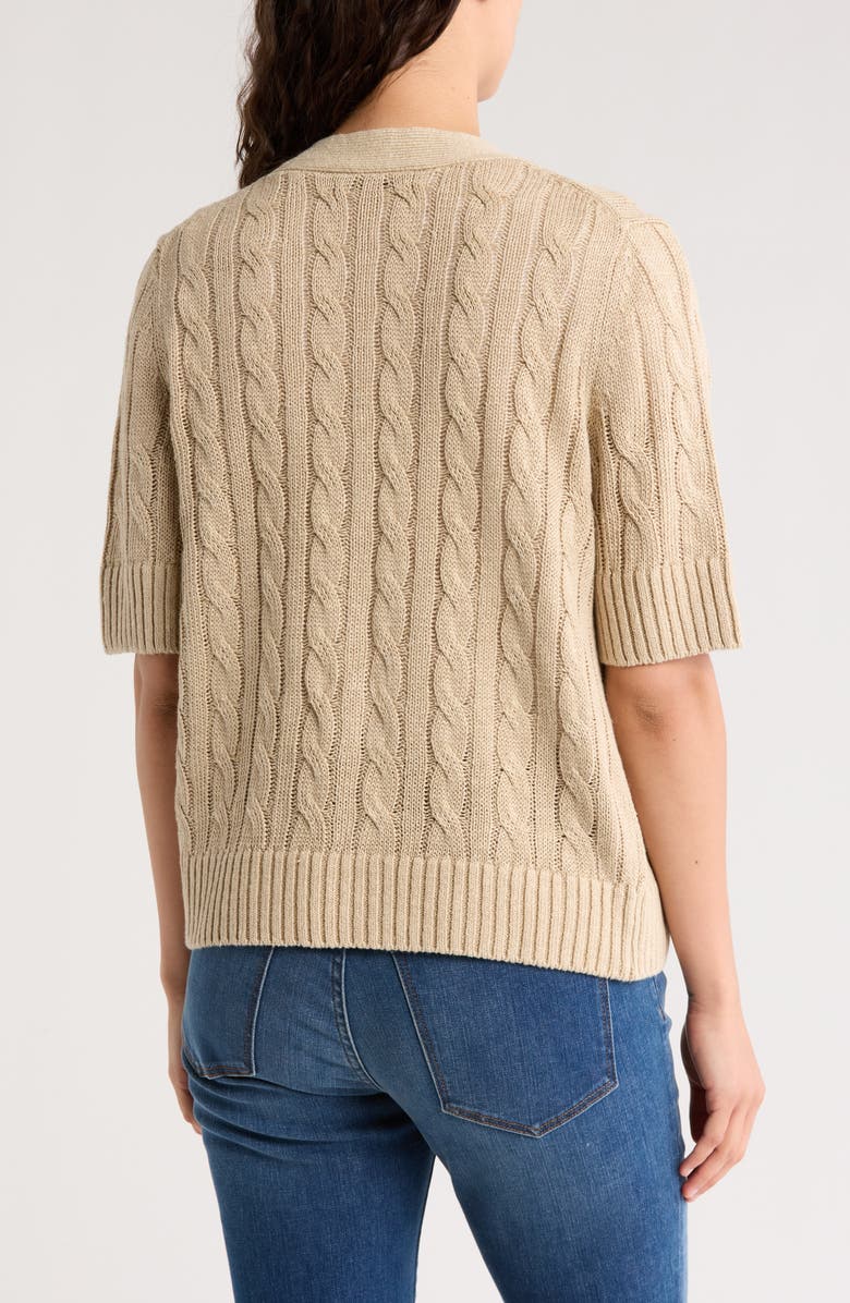 Veronica Beard Julietta Short Sleeve Linen & Silk Blend Cardigan, Alternate, color, 