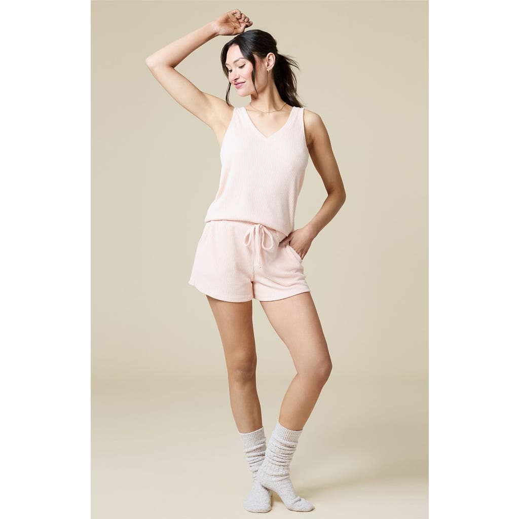 Softies Rib Dream Double V Short Set In Apricot