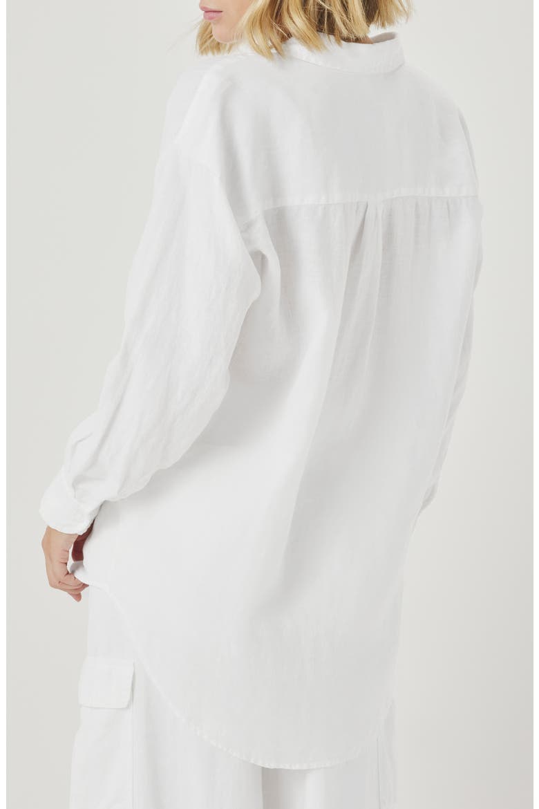 Stella Linen Button-Up Shirt, Alternate, color, WHITE