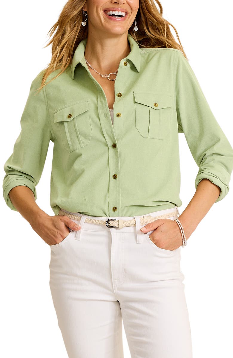 Tommy Bahama Costa Relaxed Fit Stretch Cotton Corduroy Button-Up Shirt, Main, color, Hushed Pine