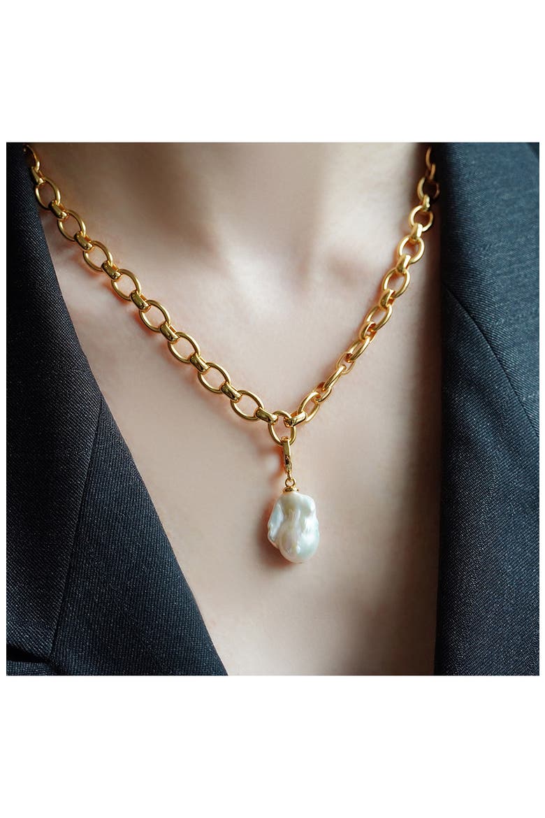 Florence Freshwater Pearl Pendant Collar Necklace, Alternate, color, PEARL/ GOLD