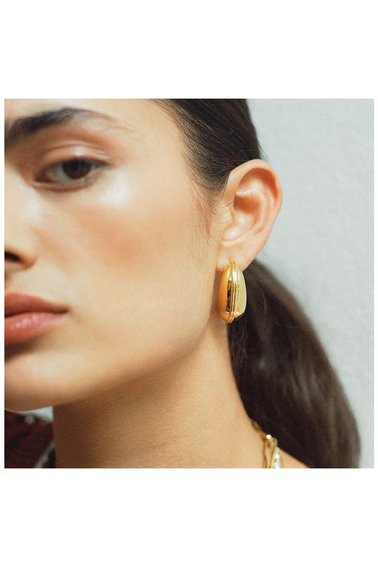 Large Ridge Dome Hoop Earrings, Alternate, color, GOLD