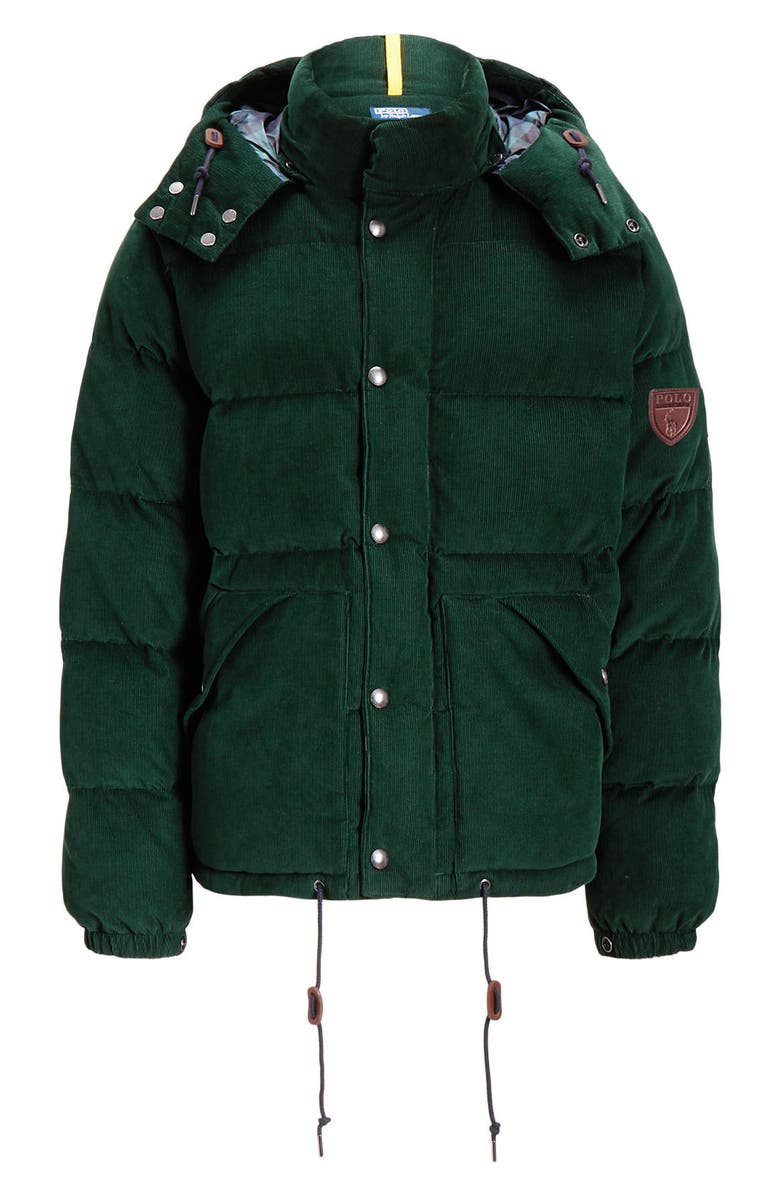 Polo Ralph Lauren Corduroy Boulder Down Jacket, Alternate, color, College Green
