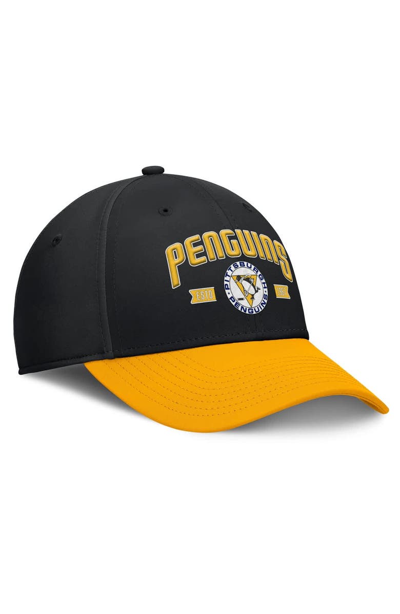 FANATICS Men's Fanatics Black/Gold Pittsburgh Penguins Heritage Captain Flex Hat, Alternate, color, Black