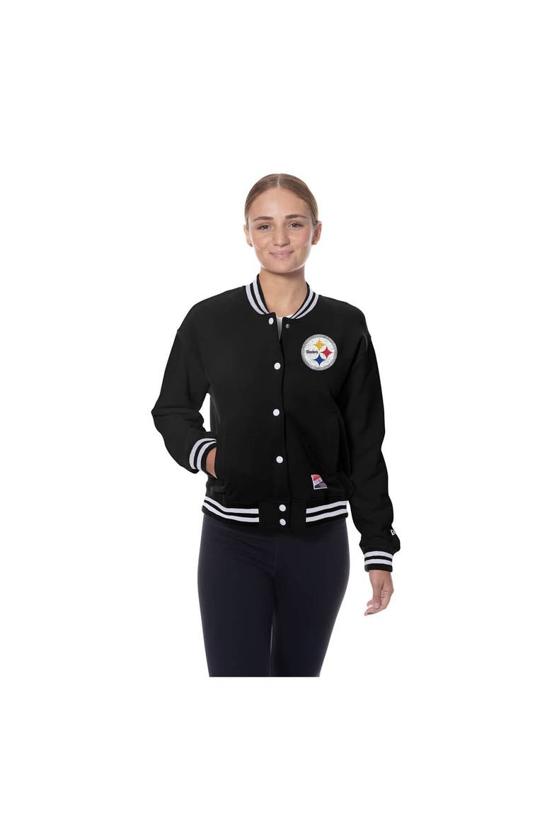 Women's New Era  Black Pittsburgh Steelers Throwback Fleece Full-Snap Jacket, Alternate, color, Black