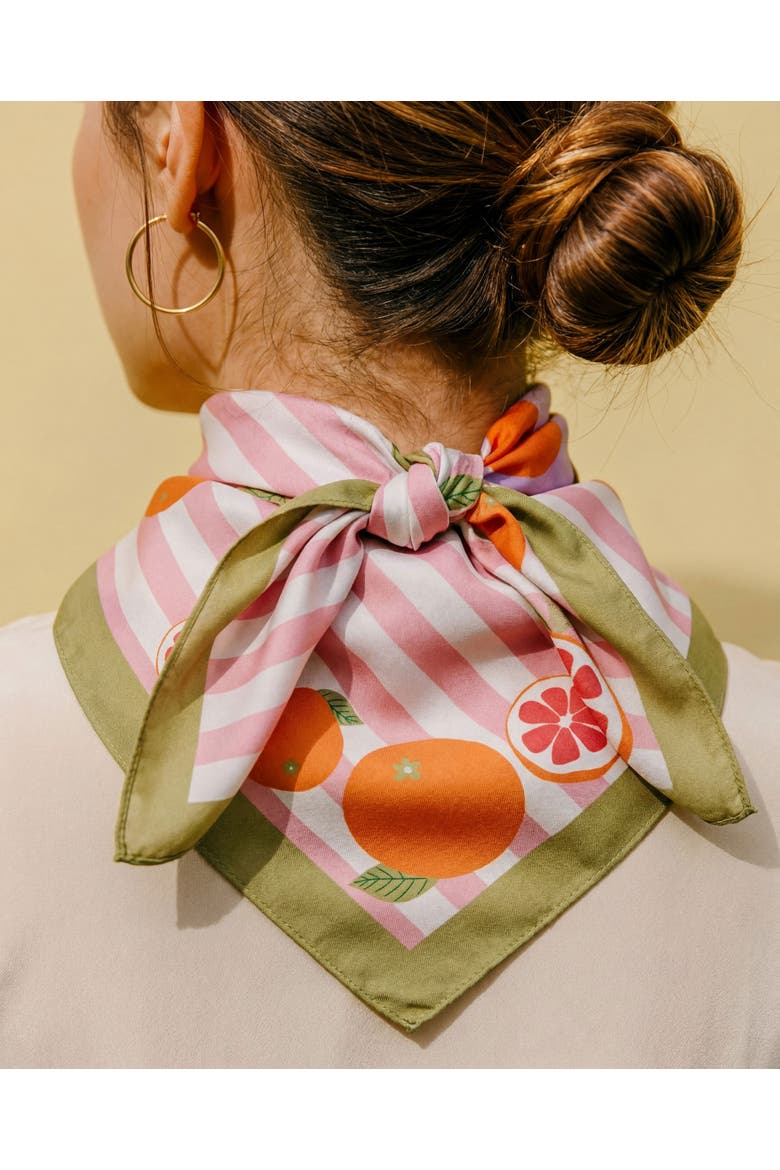 California Pomelo Cotton Silk Bandana, Alternate, color, Pink