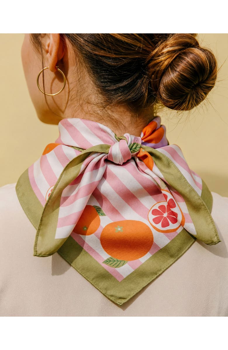 Centinelle California Pomelo Cotton Silk Bandana, Alternate, color, Pink