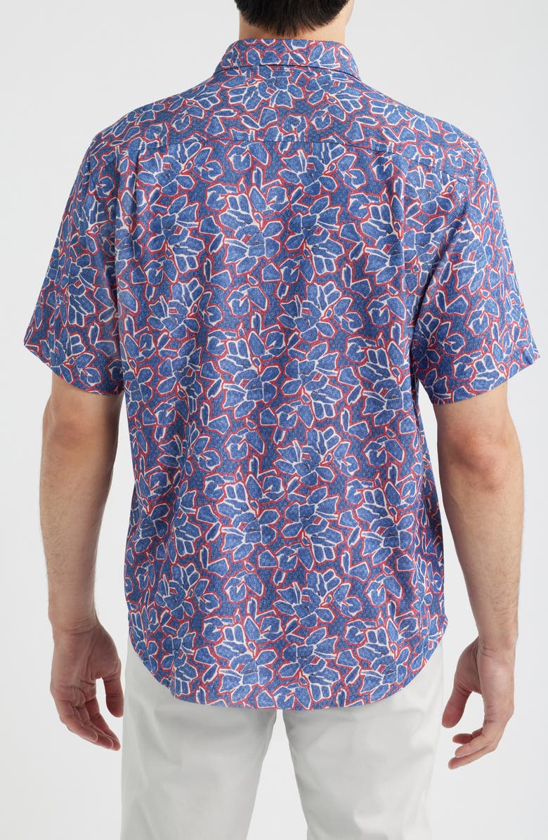 Tommy Bahama Coastal Ease Geo Rio Floral IslandZone<sup>®</sup> Short Sleeve Button-Up Shirt, Alternate, color, Bering Blue