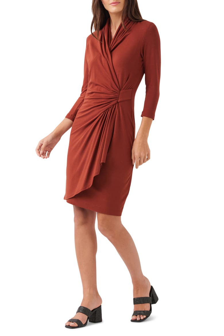 Cascade Faux Wrap Dress, Alternate, color, SPICE