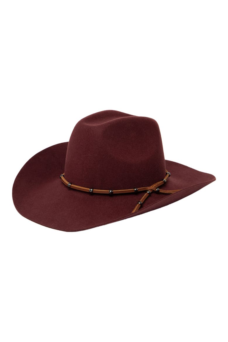 Studded Belt Cowboy Hat, Main, color, WINE