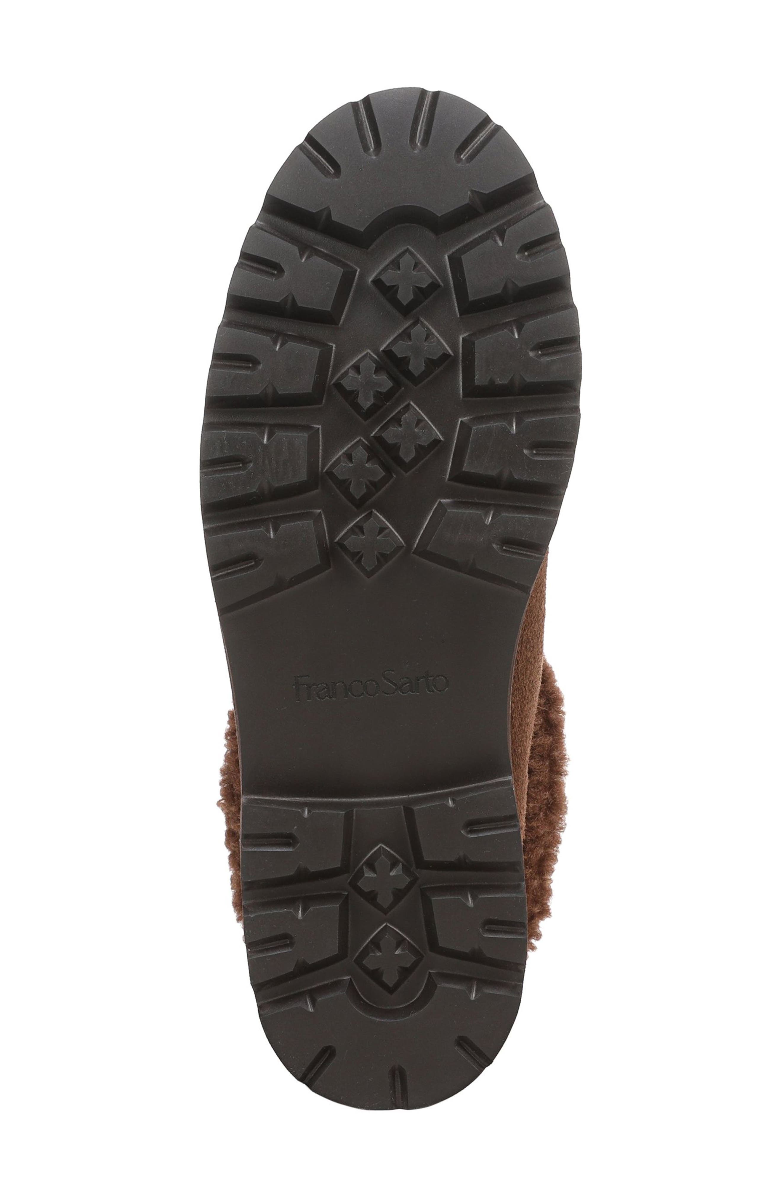 Sahana Leather Bootie with Faux Shearling Trim, Alternate, color, BROWN